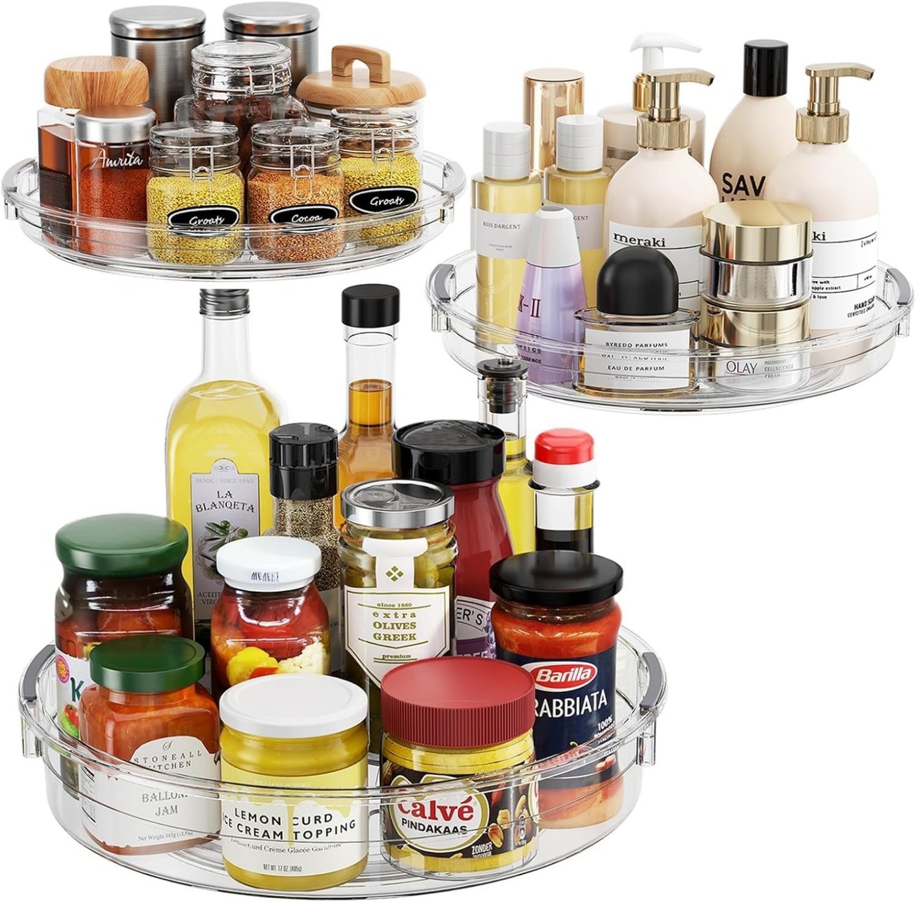 Use a turntable for jars and bottles